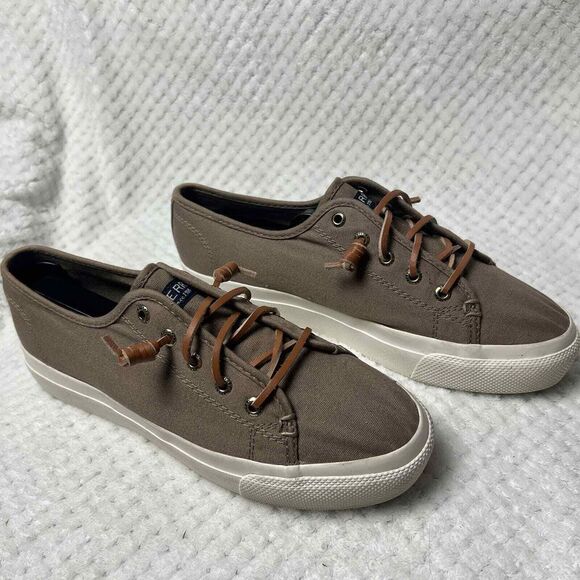 Sperry - Taupe Canvas Slip-On Sneakers - Size 7.5‎ - Picture 1 of 8